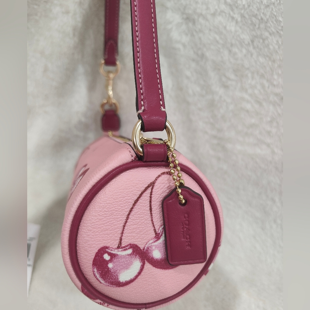 🍒Nolita Barrel Bag With Cherry Print - Picture 12 of 12